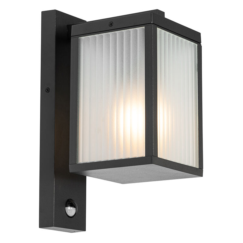 foto del prodotto applique con sensore charlois moderno alluminio,vetro nero allungato max. 1 x watt qazqa