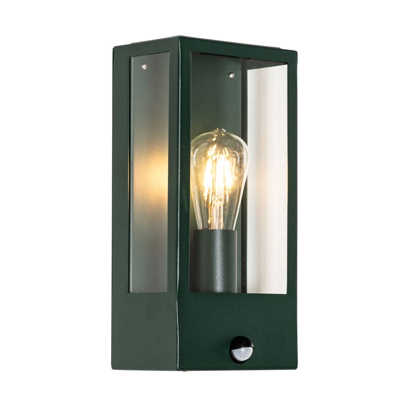 foto del prodotto applique con sensore rotterdam industriale acciaio inossidabile,vetro verde allungato max. 1 x watt qazqa