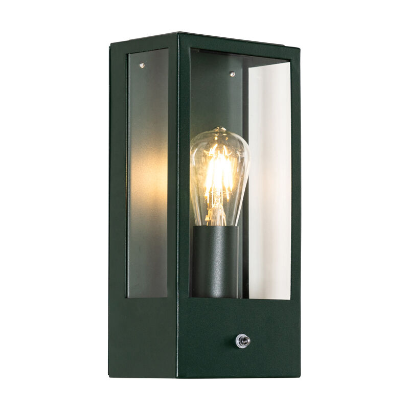 foto del prodotto applique con sensore rotterdam industriale acciaio inossidabile,vetro verde allungato max. 1 x watt qazqa