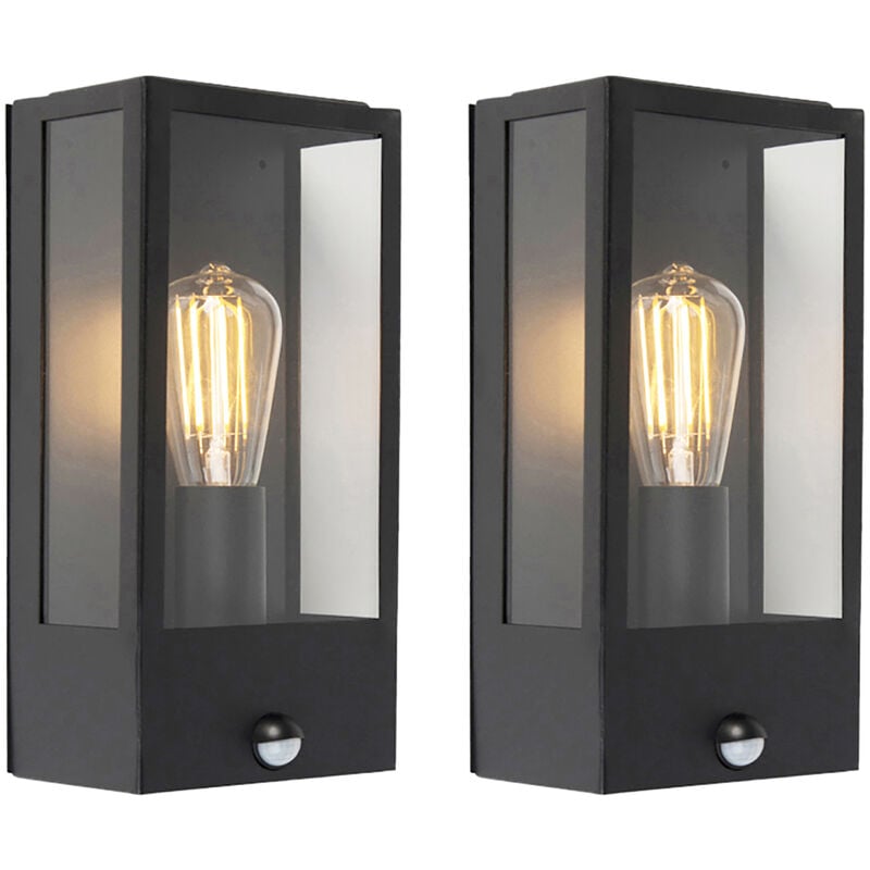 foto del prodotto applique con sensore rotterdam moderno acciaio inossidabile,vetro nero allungato max. 1 x watt qazqa