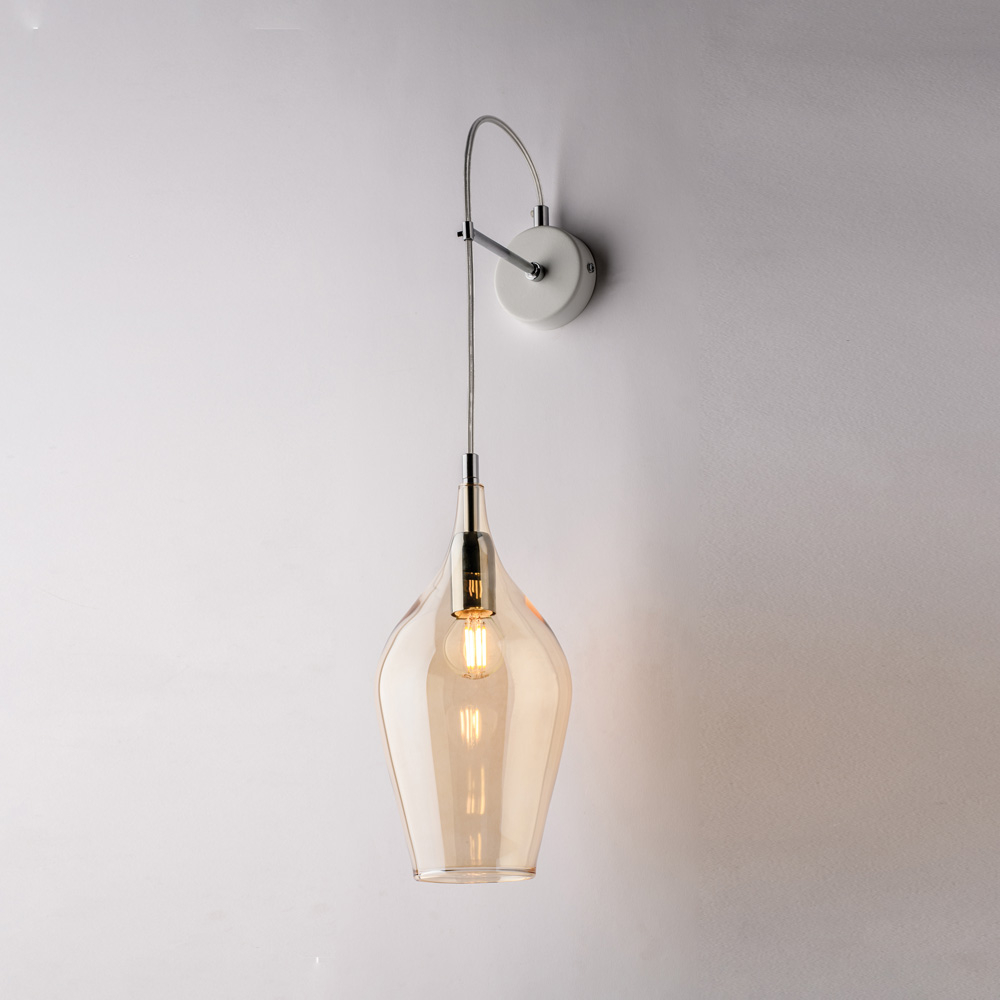 foto del prodotto applique contemporanea ares metallo ambra 1 luce e14