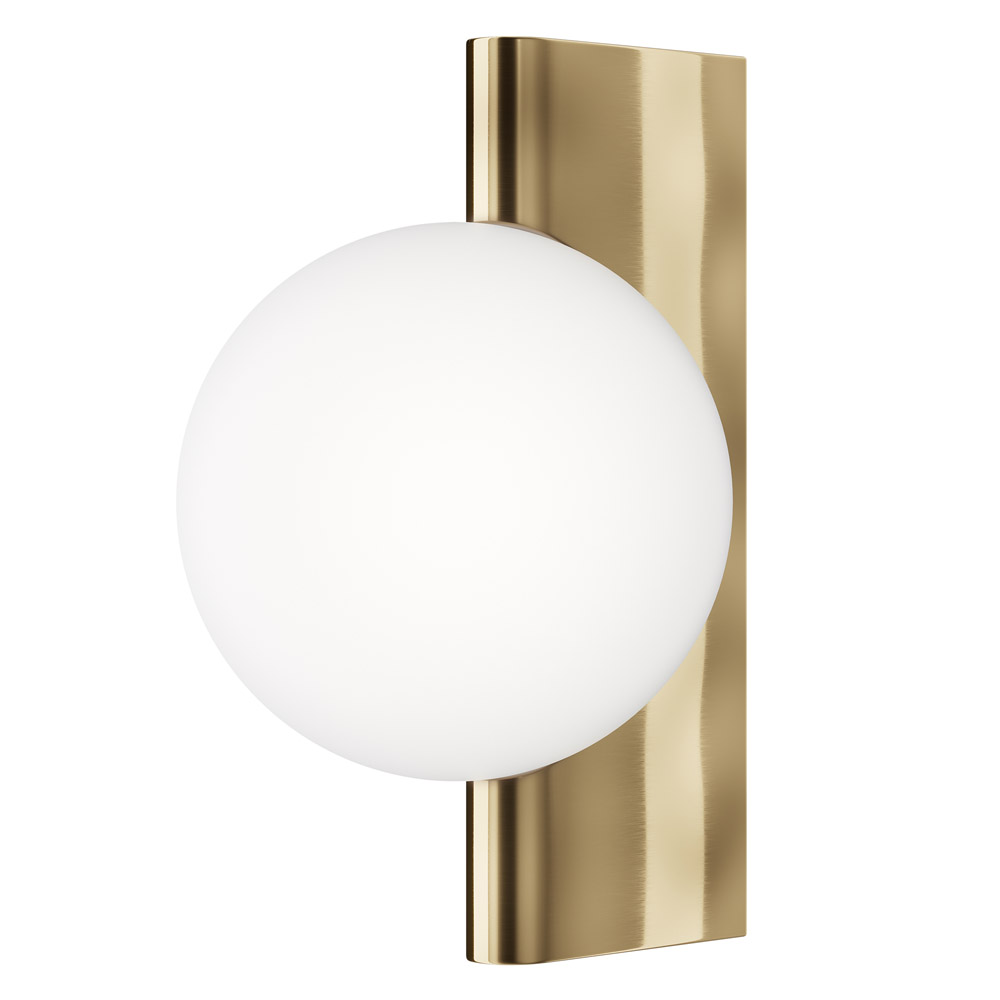 foto del prodotto applique contemporanea avant-garde metallo ottone 1 luce diffusore bianco