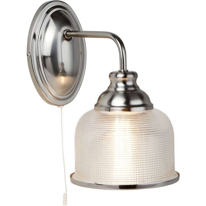 foto del prodotto applique contemporanea bistrot ii acciaio argento vetro trasparente 1 luce e27