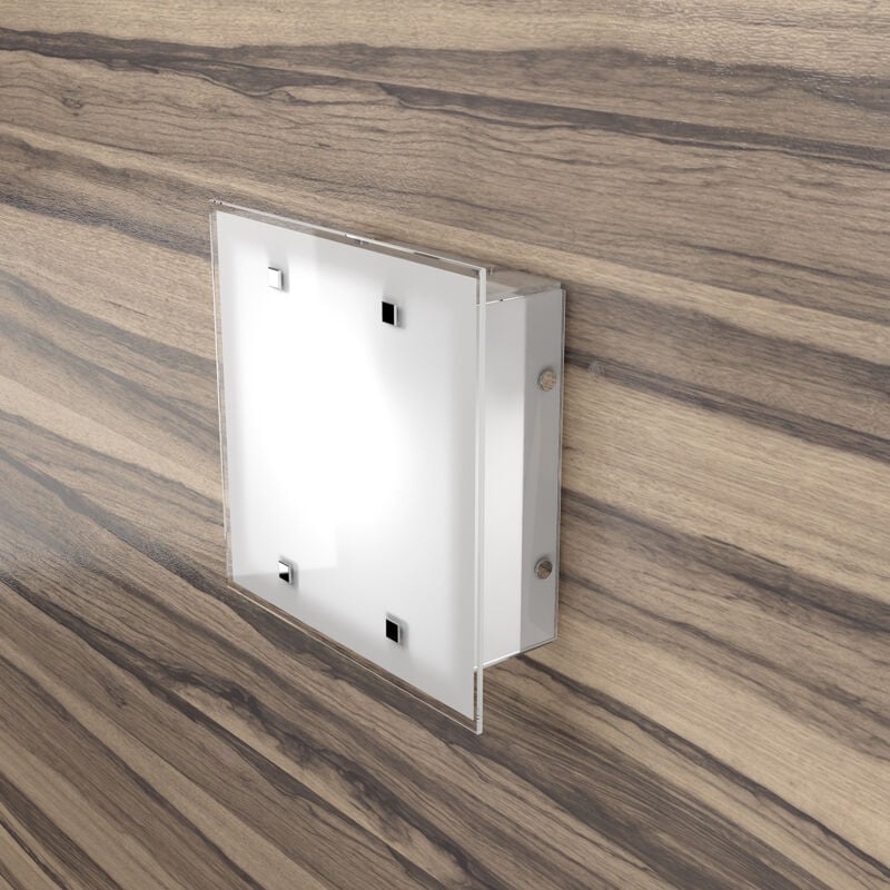 foto del prodotto applique contemporanea brick metallo bianco vetro satinato 2 luci e27 25cm