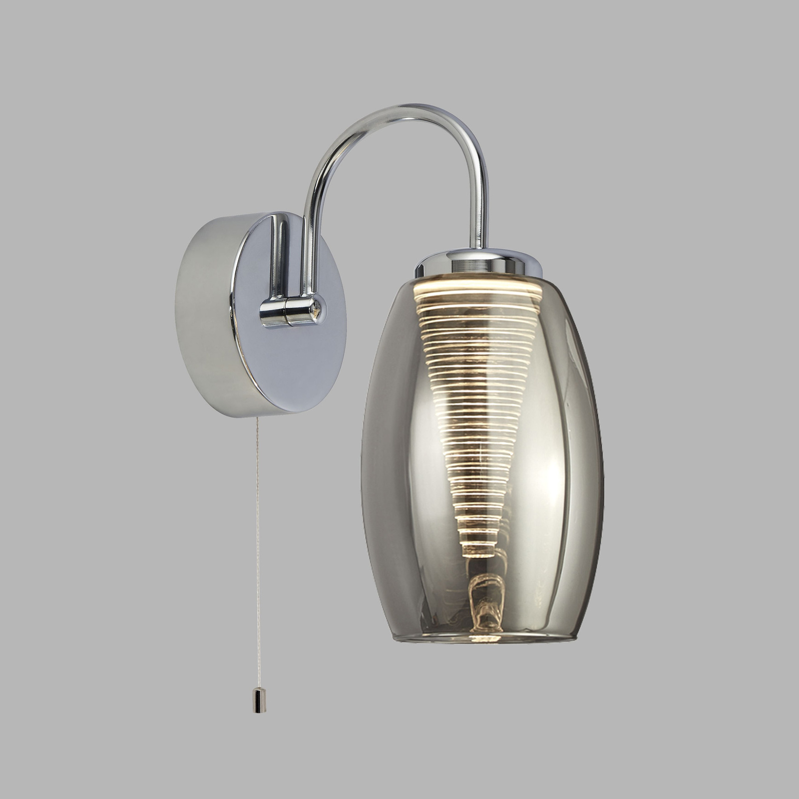 foto del prodotto applique contemporanea ciclon acciaio cromo vetro fum led 6w 3000k
