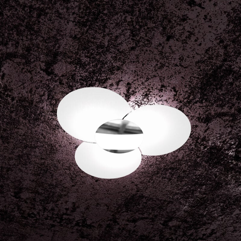 foto del prodotto applique contemporanea clover metallo cromo vetro bianco 6 luci e27 70cm