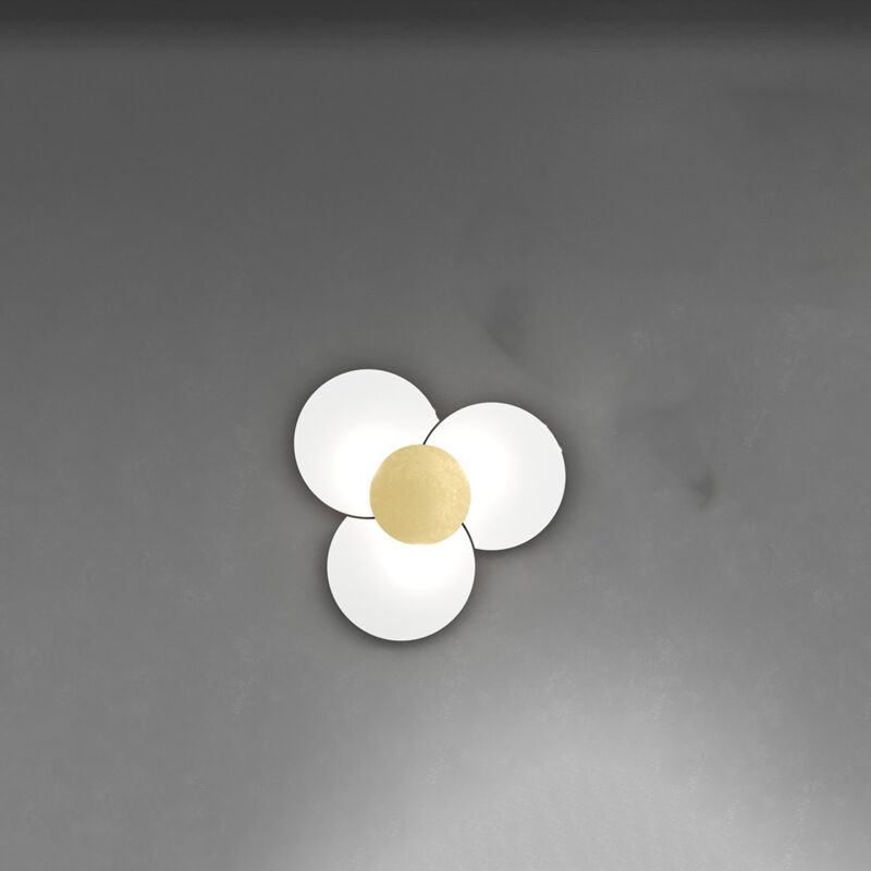 foto del prodotto applique contemporanea clover metallo foglia oro vetro bianco 6 luci e27