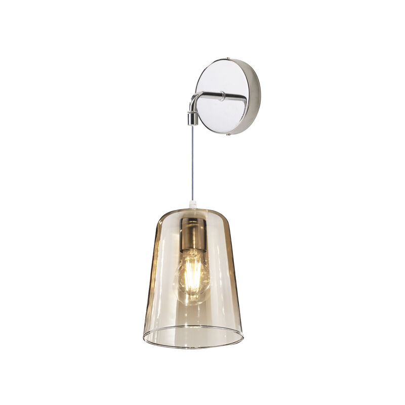 foto del prodotto applique contemporanea con cavo shaded metallo cromo vetro ambra 1 luce e27