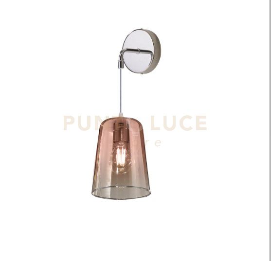 foto del prodotto applique contemporanea con cavo shaded metallo cromo vetro rame 1 luce e27
