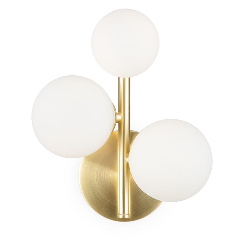 foto del prodotto applique contemporanea dallas metallo oro 3 luci diffusori bianco opaco