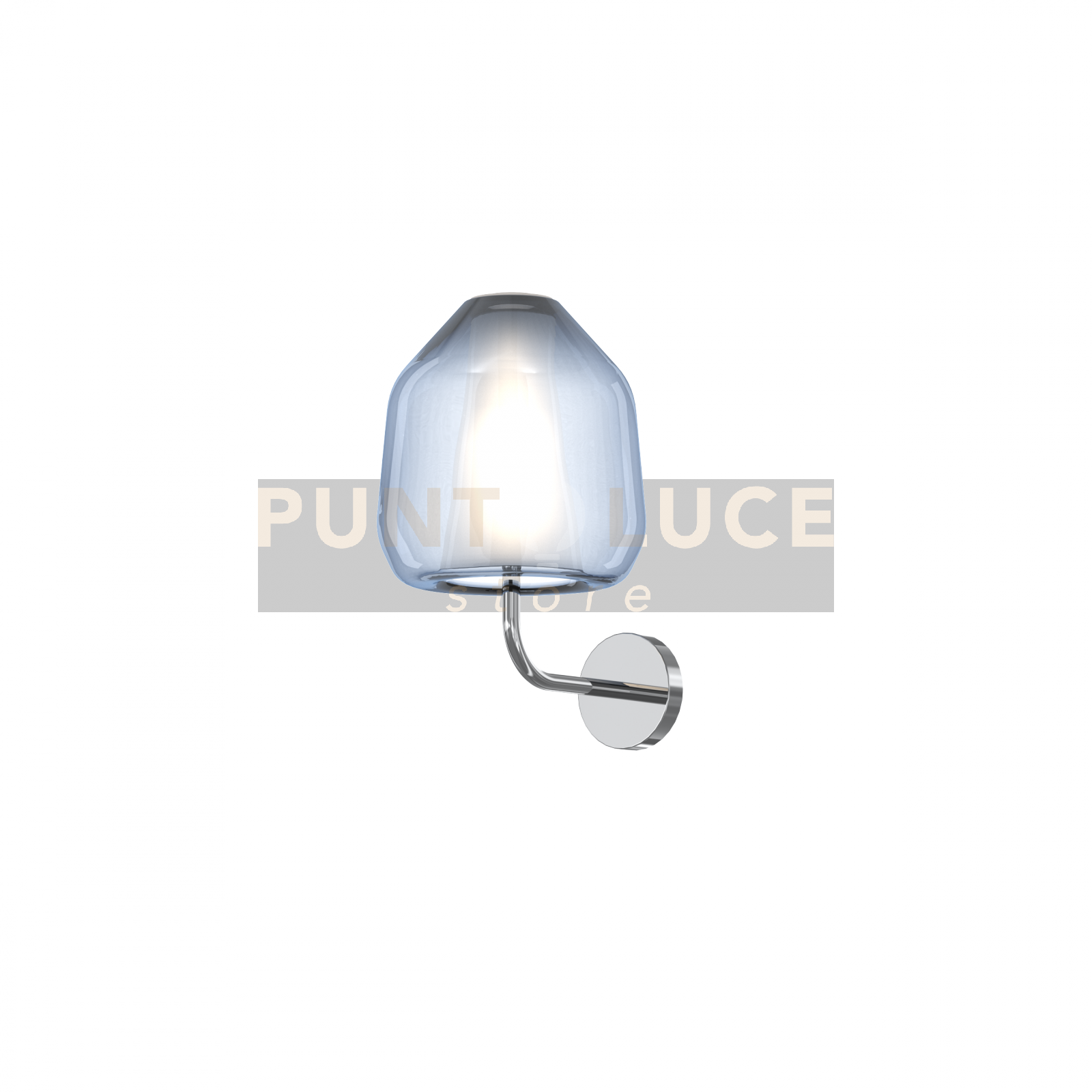 foto del prodotto applique contemporanea double skin beta metallo cromo vetro blu 1 luce e27