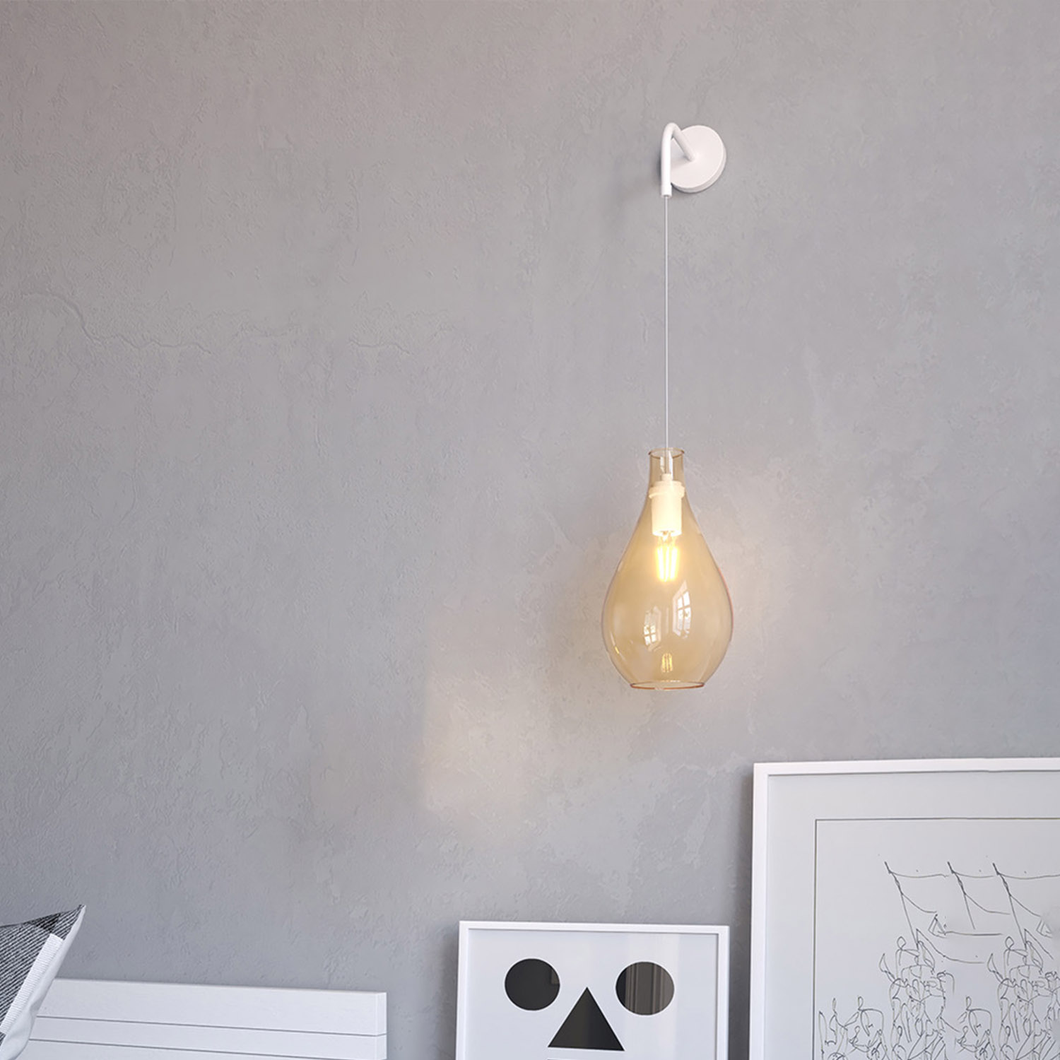 foto del prodotto applique contemporanea drop 2.0 metallo ambra vetro ambra 1 luce e27