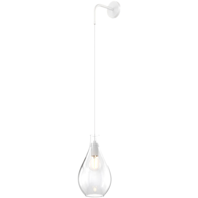 foto del prodotto applique contemporanea drop 2.0 metallo bianco vetro trasparente 1 luce e27