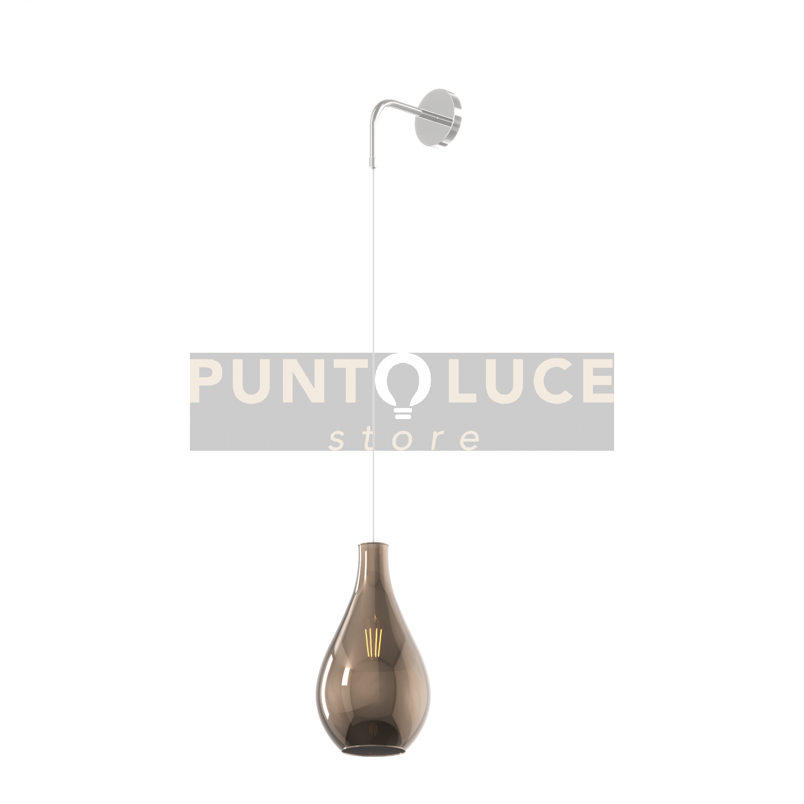 foto del prodotto applique contemporanea drop 2.0 metallo cromo vetro bronzo 1 luce e27