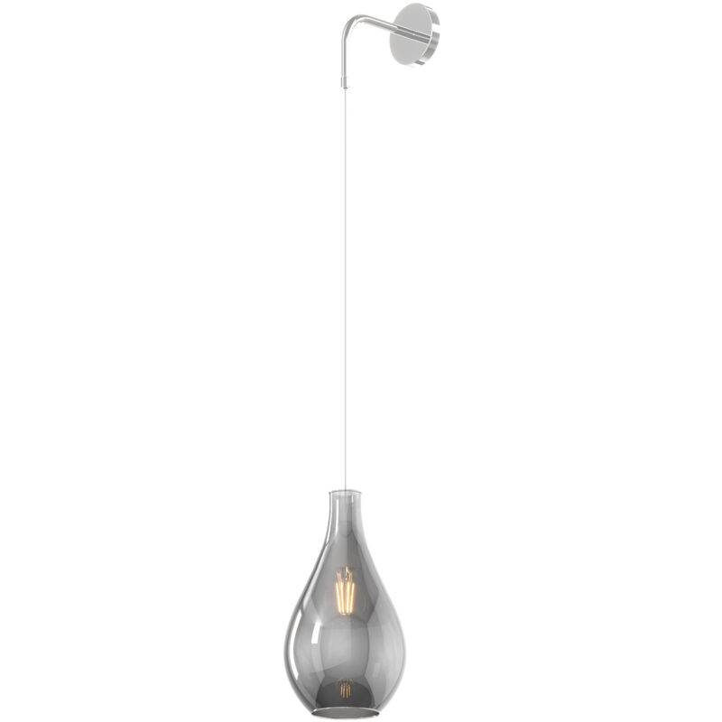 foto del prodotto applique contemporanea drop 2.0 metallo cromo vetro fum 1 luce e27