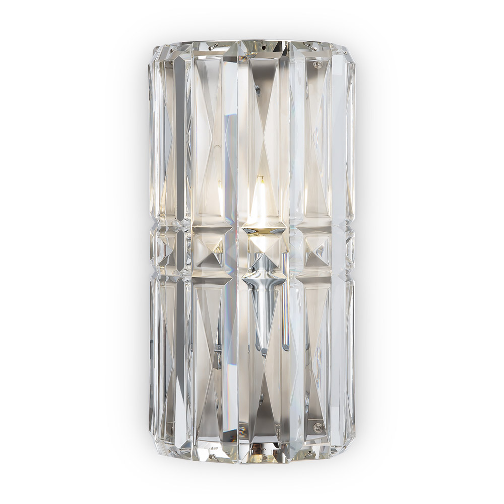foto del prodotto applique contemporanea facet metallo cromo 1 luce diffusore vetro
