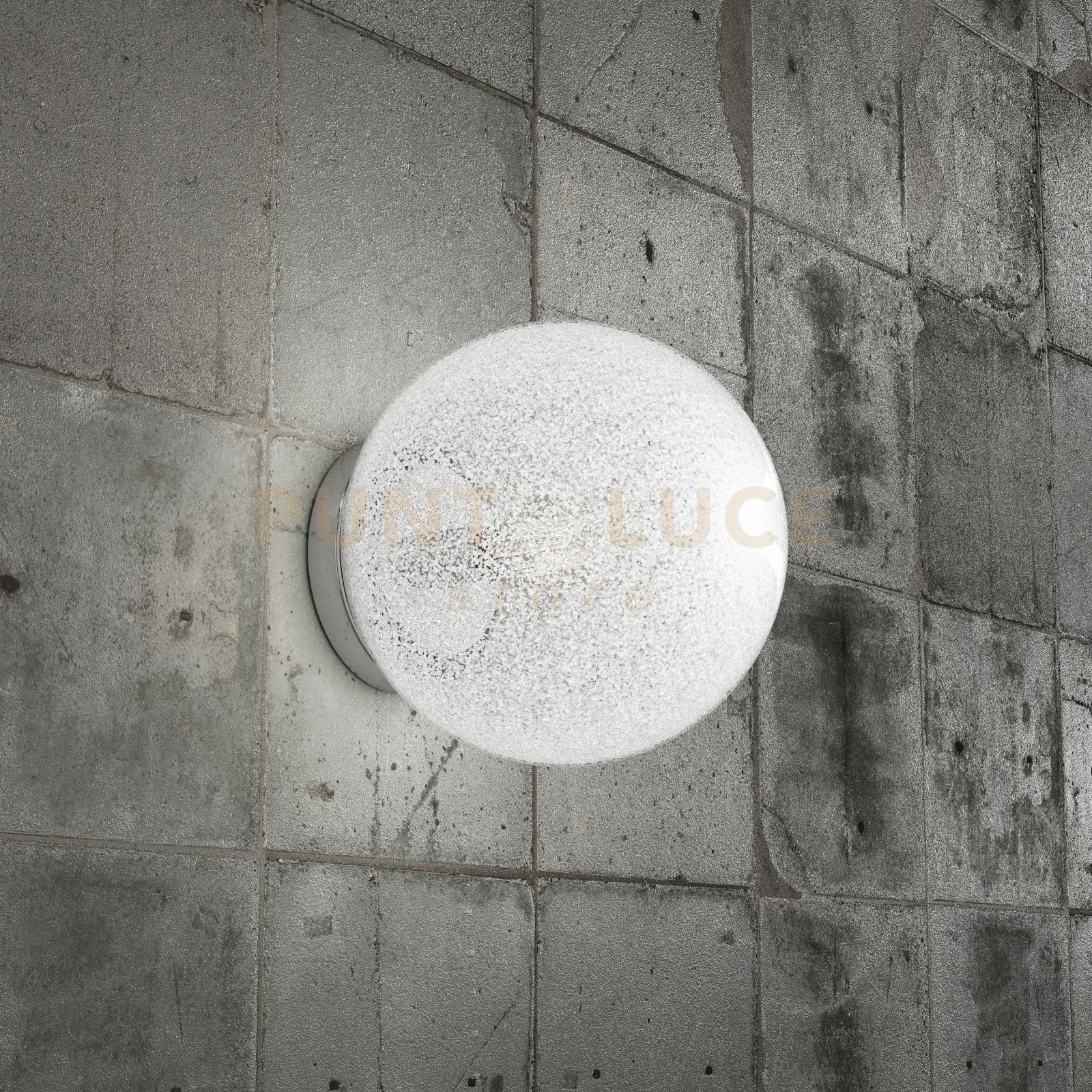 foto del prodotto applique contemporanea glitter metallo cromo vetro soffiato trasp 1 luce e14