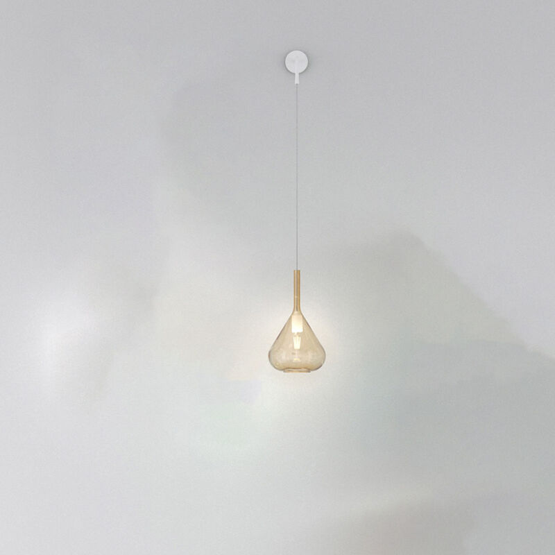 foto del prodotto applique contemporanea kona metallo bianco vetro ambra 1 luce e27