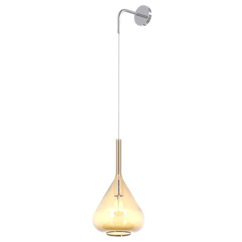 foto del prodotto applique contemporanea kona metallo cromo vetro ambra 1 luce e27