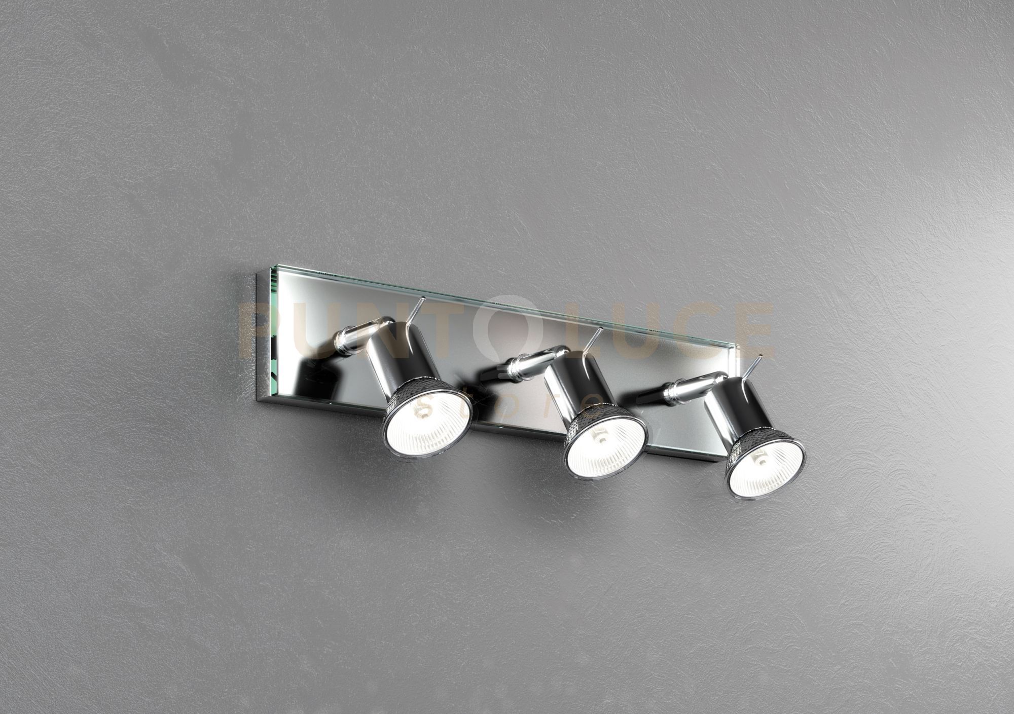 foto del prodotto applique contemporanea nuts metallo cromo vetro trasparente 3 luci gu10