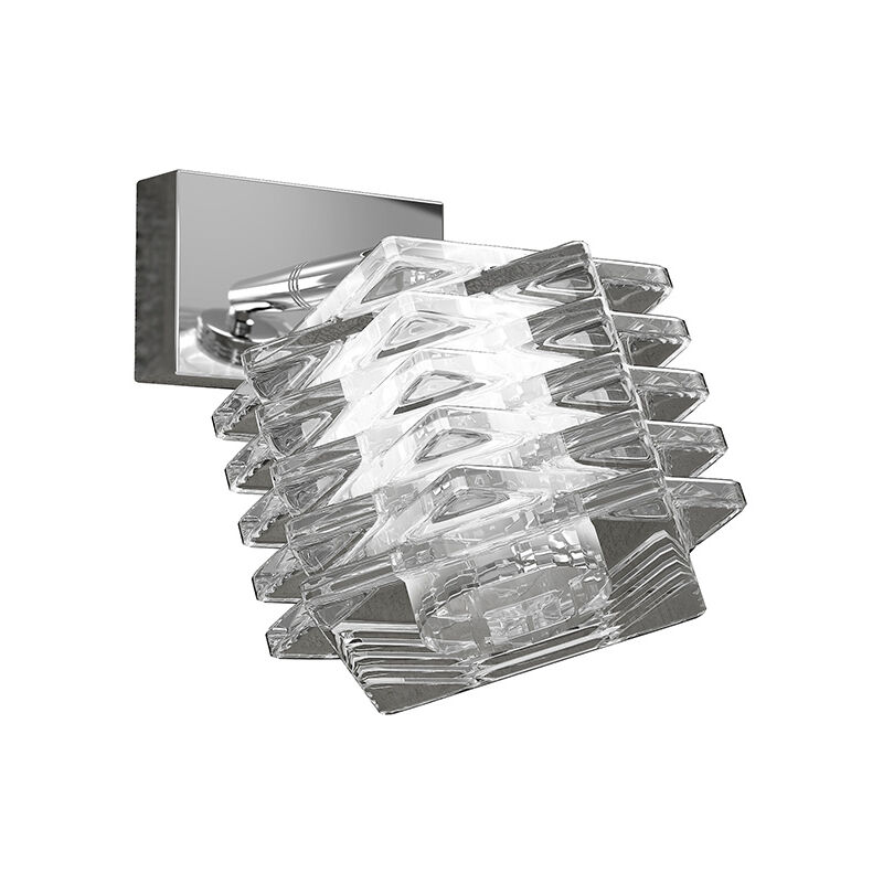foto del prodotto applique contemporanea rubik metallo cromo diffusore cristallo 1 luce g9