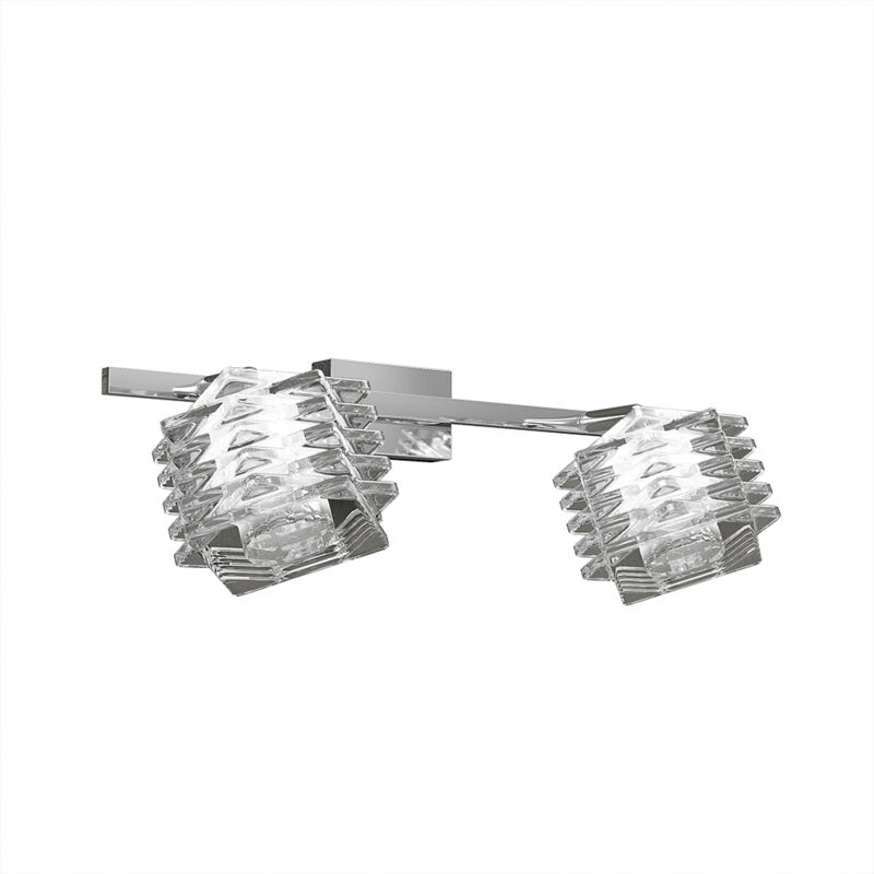 foto del prodotto applique contemporanea rubik metallo cromo diffusore cristallo 2 luci g9