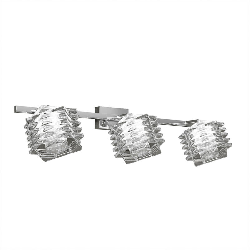 foto del prodotto applique contemporanea rubik metallo cromo diffusore cristallo 3 luci g9