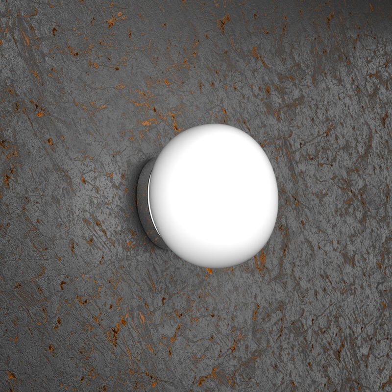 foto del prodotto applique contemporanea soft metallo cromo vetro acidato opaco 1 luce e27