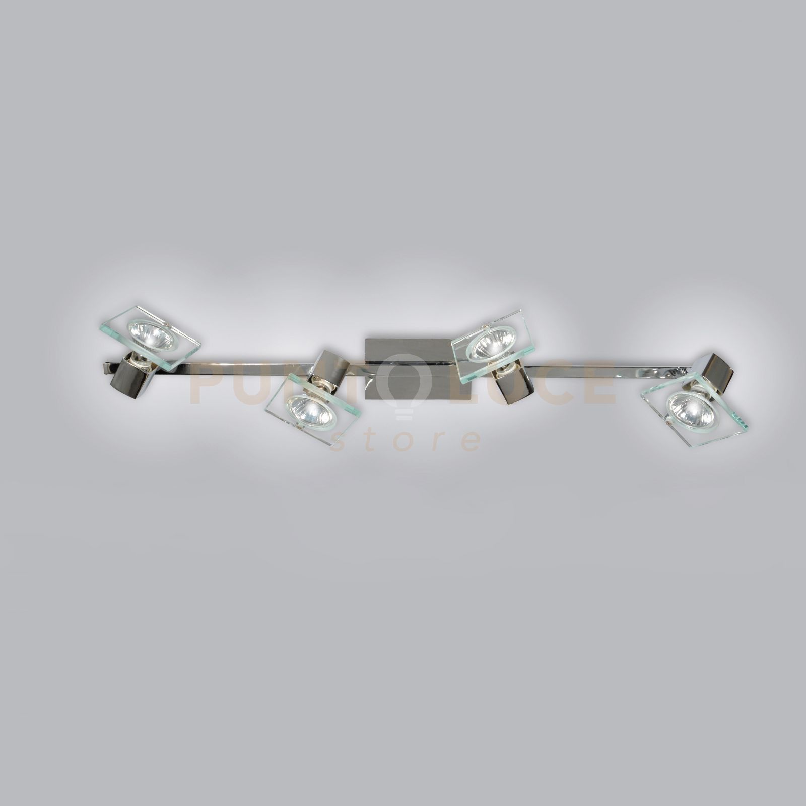 foto del prodotto applique contemporanea square metallo cromo vetro bianco extrachiaro 4 luci gu10
