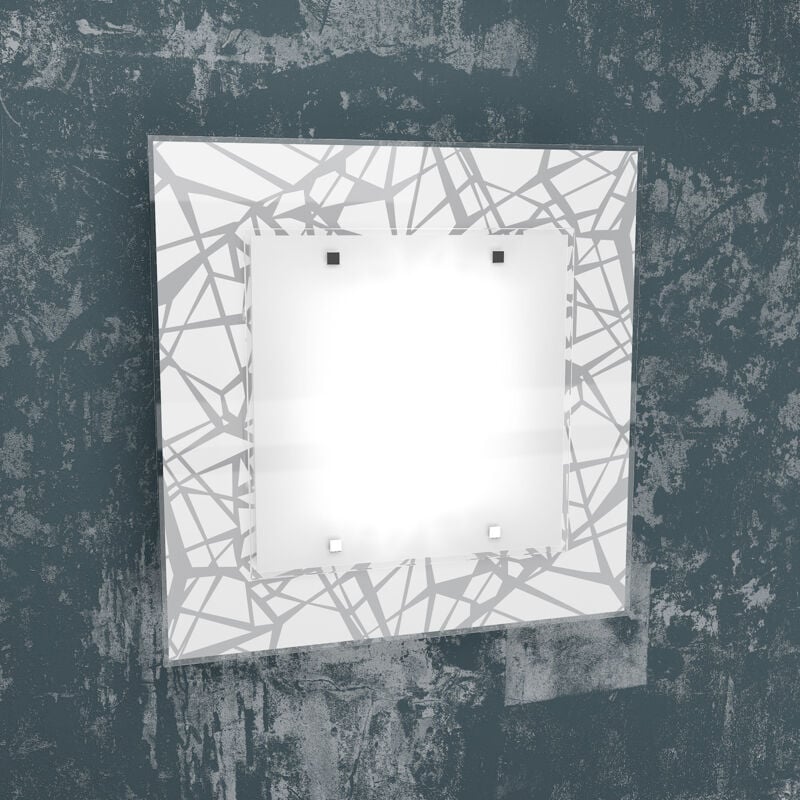 foto del prodotto applique contemporanea stripes metallo bianco vetro serigrafato 2 luci e27