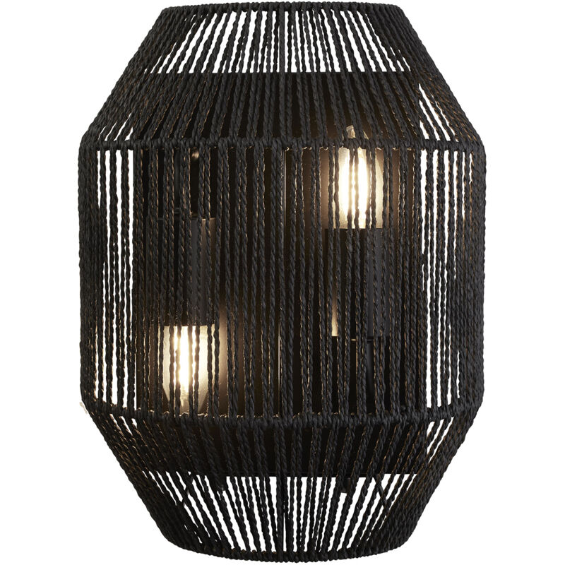 foto del prodotto applique contemporanea vimini acciaio nero tessuto 2 luci e27