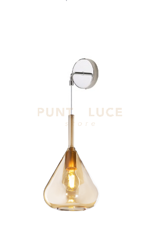 foto del prodotto applique cromo 1 luce vetro ambra 1177cr a am