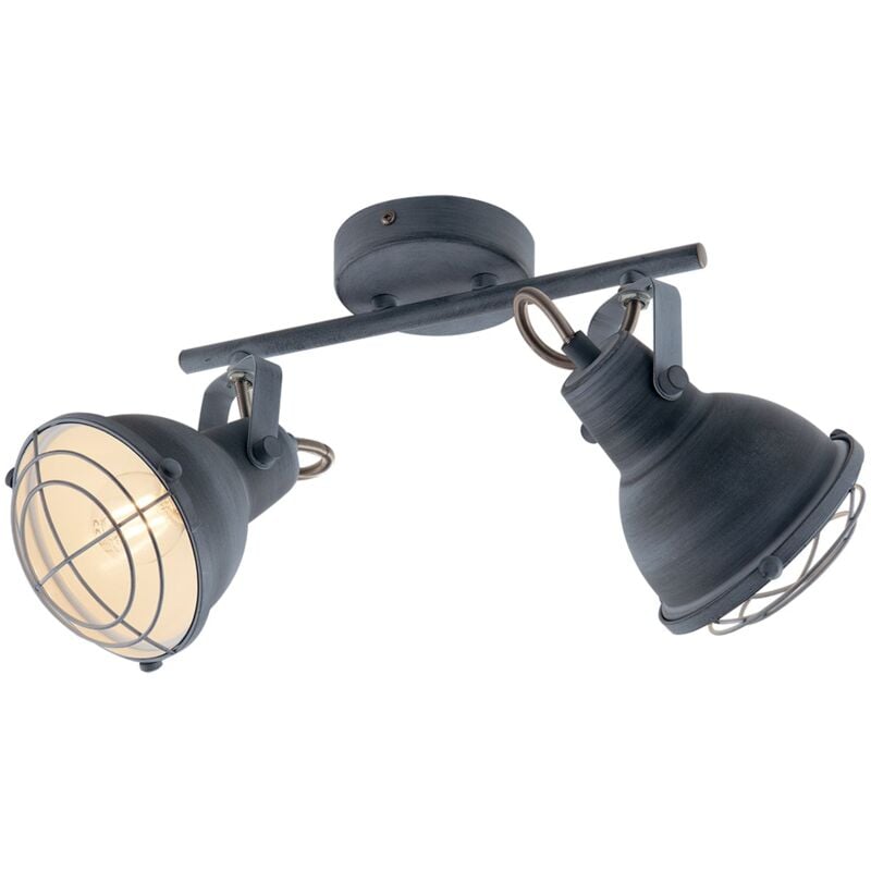 foto del prodotto applique cuba in metallo grigio stile industrial con due diffusori 