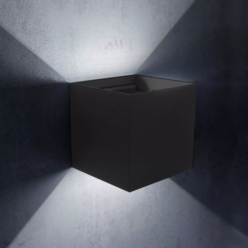 foto del prodotto applique cubo led 12w faro faretto doppia luce ip65 per parete e muro 6500k maka