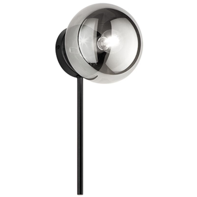 foto del prodotto applique d15 cm jewel in metallo nero e diffusore in vetro soffiato fume 