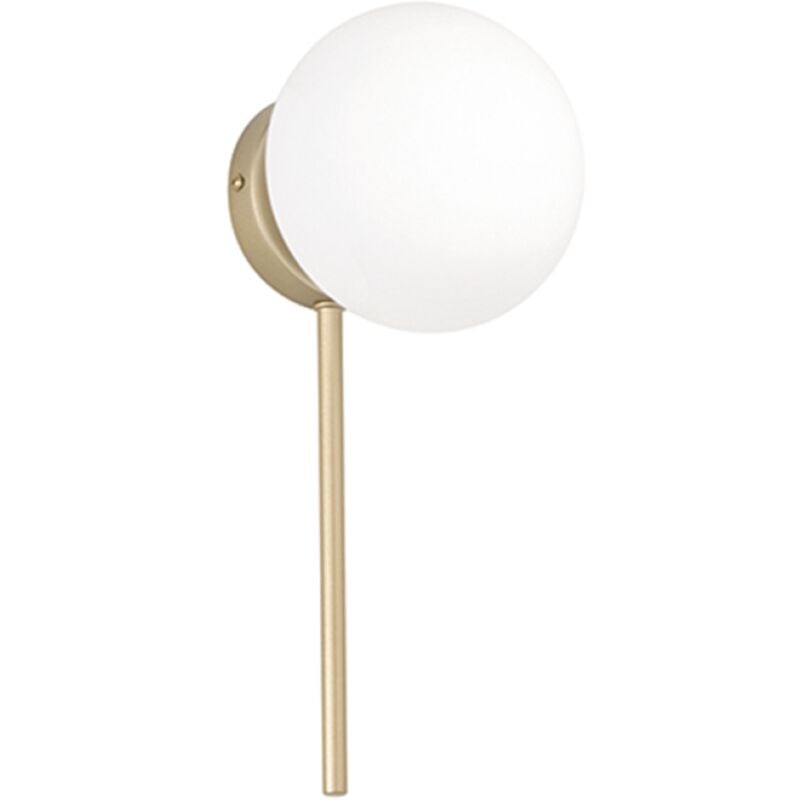 foto del prodotto applique d15 cm jewel in metallo oro e diffusore in vetro soffiato bianco satinato