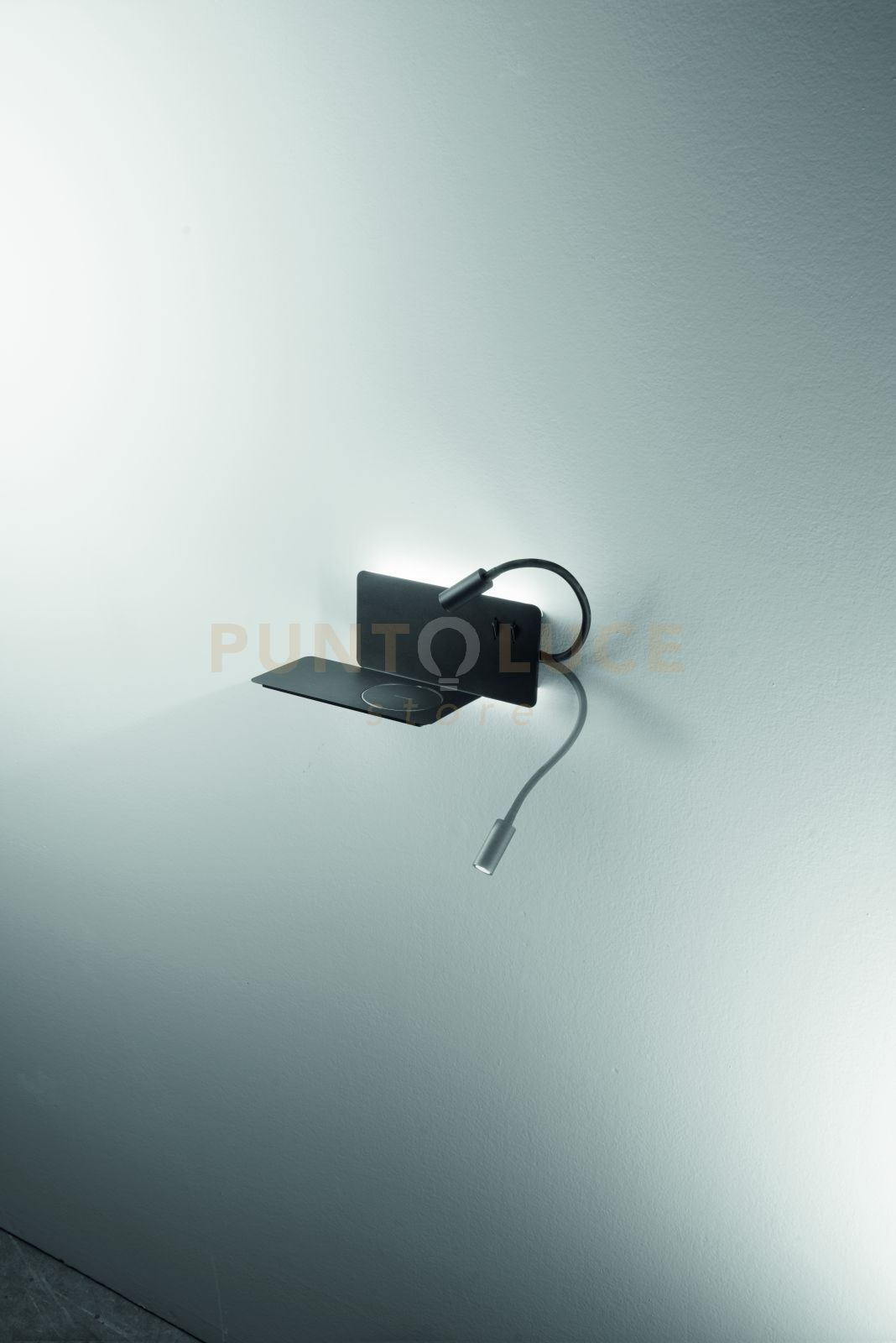 foto del prodotto applique da comodino flat a led sinistro nero 3000k 790lm 9w