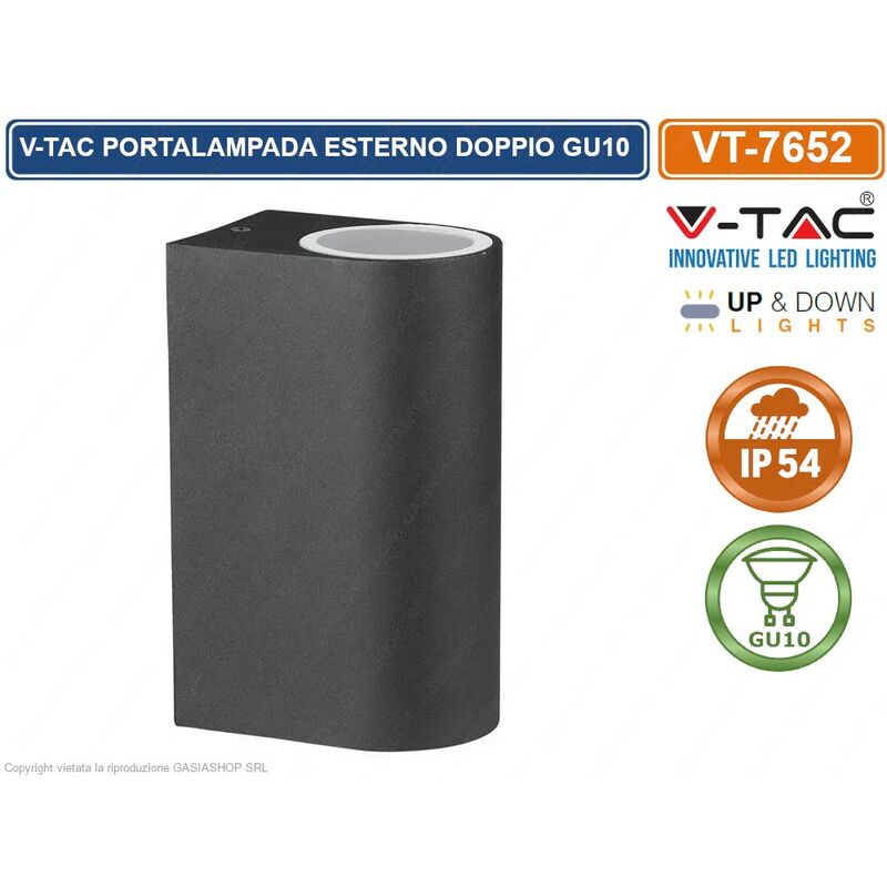 foto del prodotto applique da esterno 2xgu10 colore nero 7509 v tac