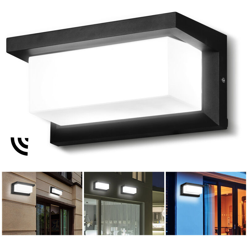 foto del prodotto applique da esterno a led con sensore di movimento lampada da parete moderna impermeabile ip65 per giardino patio bianco freddo randaco