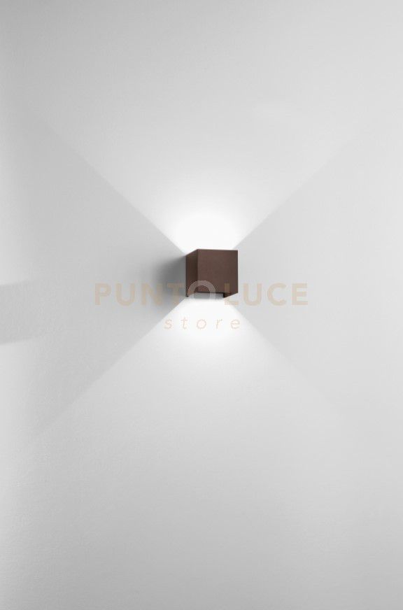 foto del prodotto applique da esterno a led cube 4000k 770lm 10w ip65 10x10x10cm corten