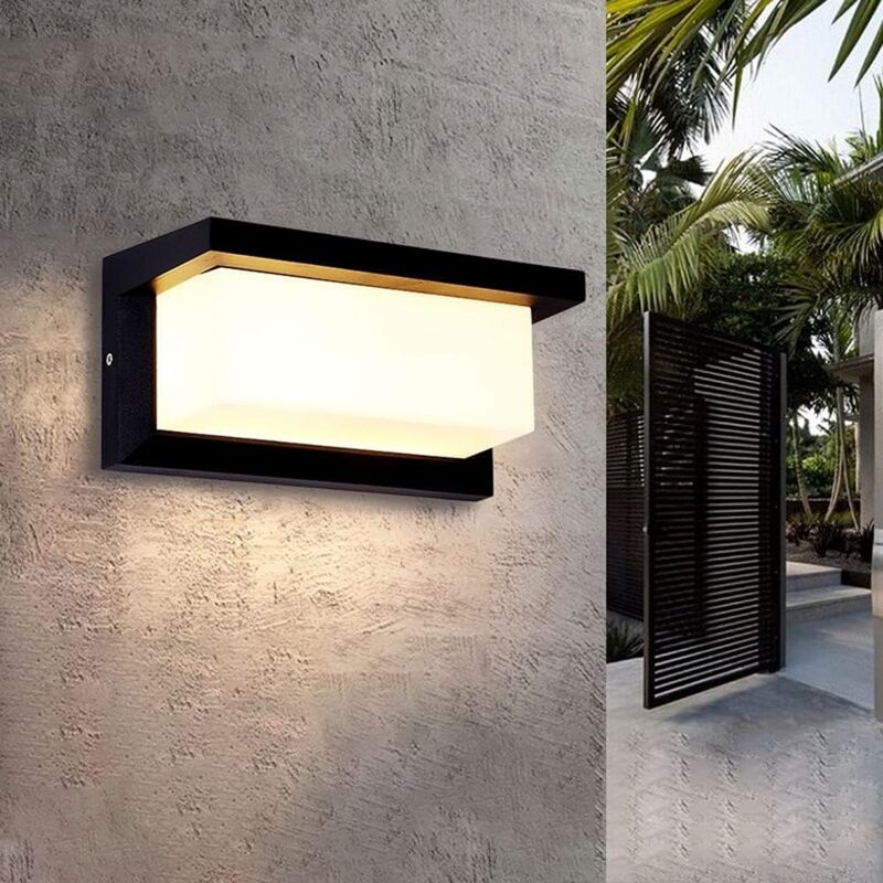 foto del prodotto applique da esterno a led quadrata impermeabile ip65 con sensore di movimento, illuminazione esterna per patio, balcone, garage, officina