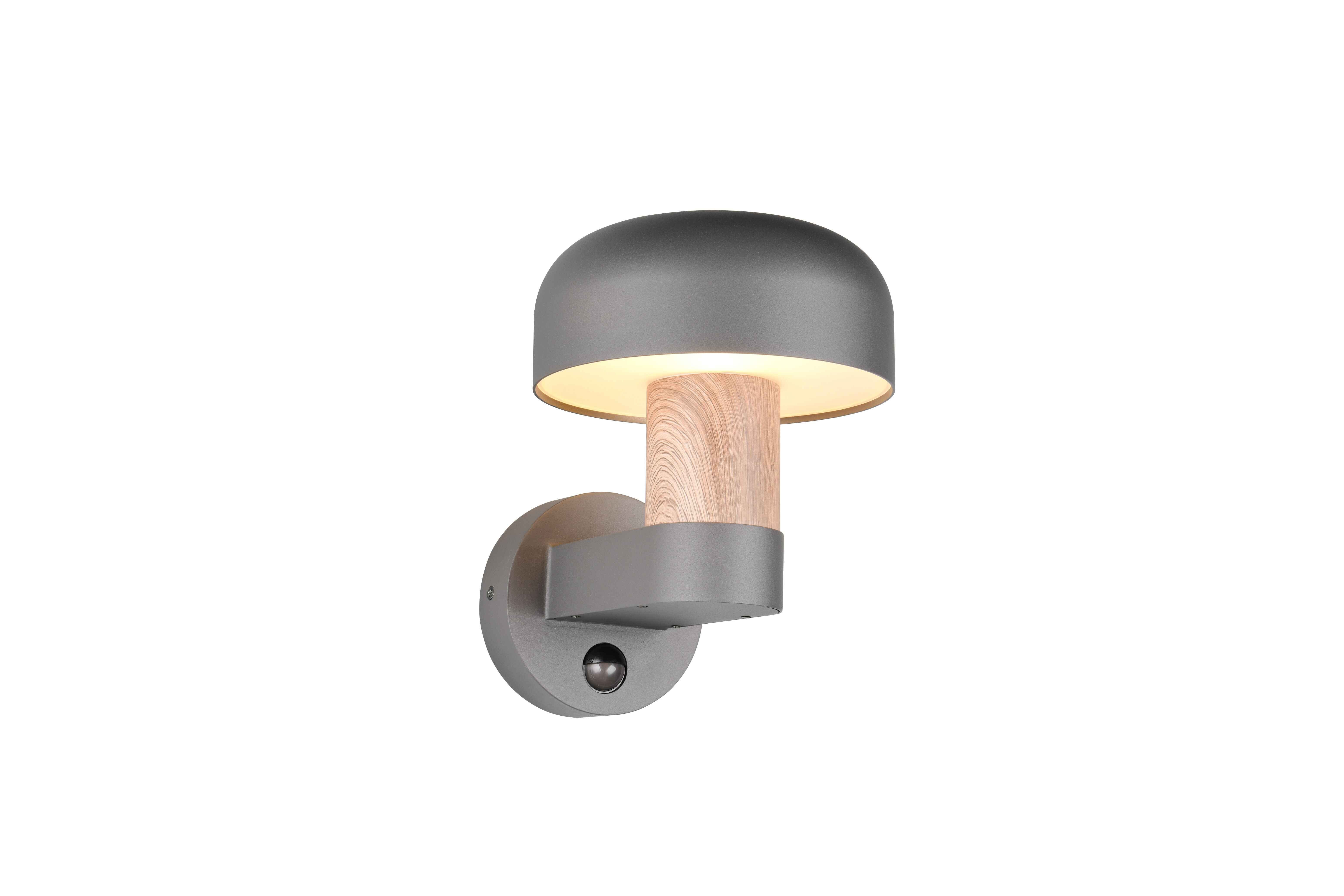 foto del prodotto applique da esterno c sensore movimento, antracite e legno, h 25 cm, fraser