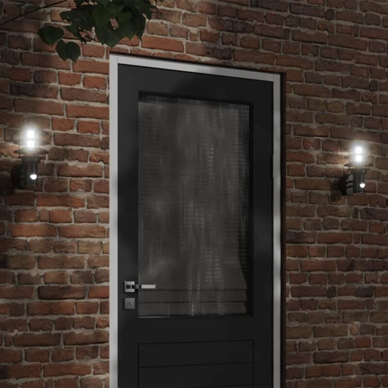 foto del prodotto applique da esterno con sensore nera in acciaio inossidabile vidaxl