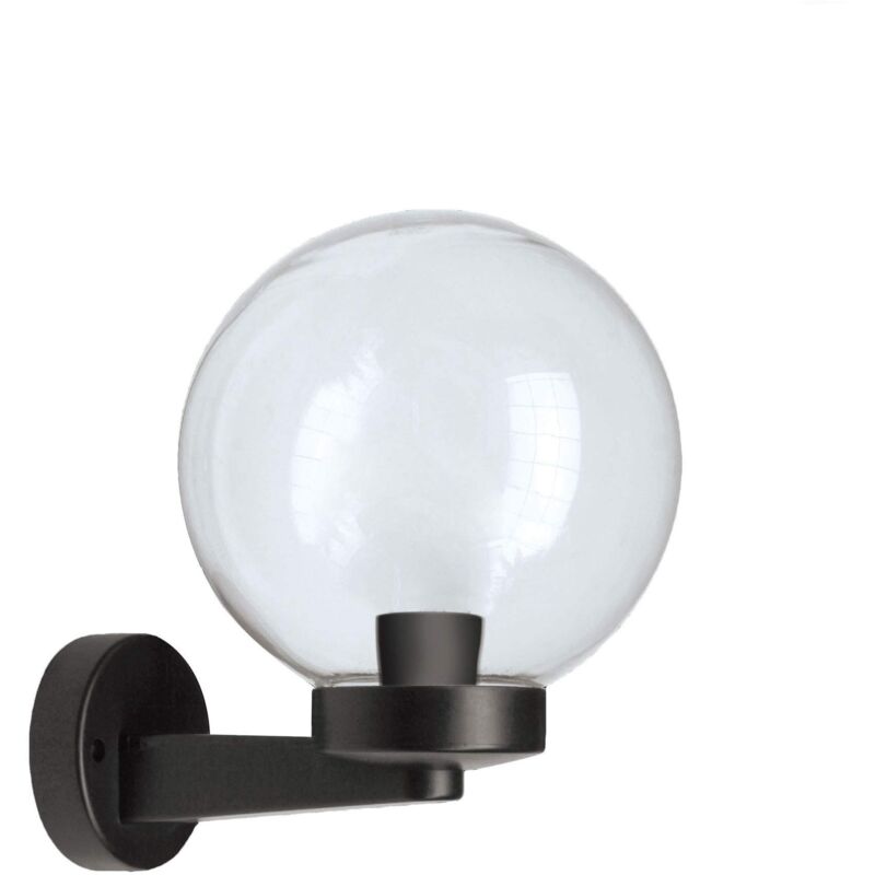 foto del prodotto applique da esterno con sfera trasparente impermeabile ip65 attacco lampadina grande e27 ideale per montaggio all esterno velamp