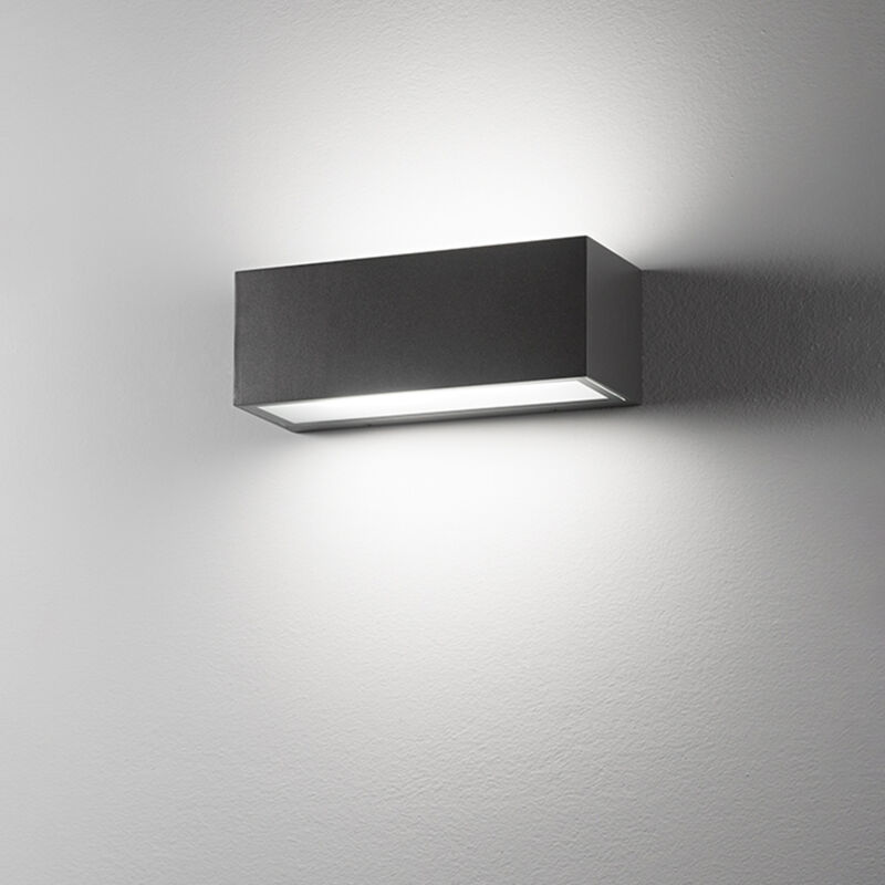 foto del prodotto applique da esterno contemporaneo step alluminio grigio grafite 2 luci e27
