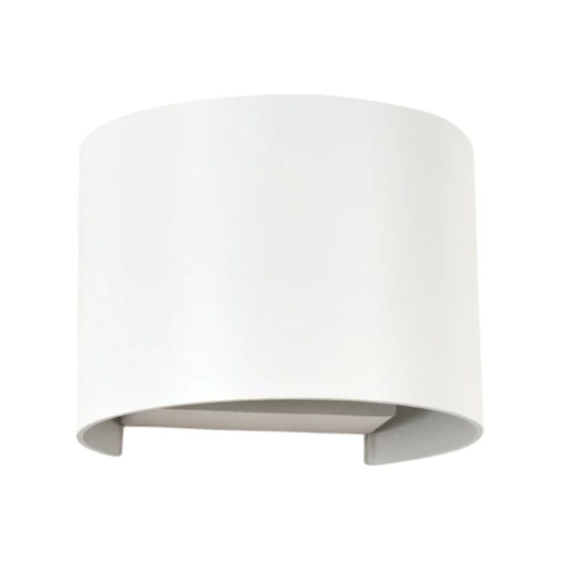 foto del prodotto applique da esterno hobby,alluminio bianco,ip54, potenza massima 5w luce calda 4000k, forma mezza luna gloupie