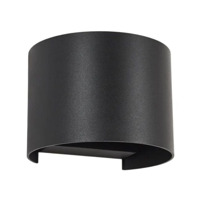 foto del prodotto applique da esterno hobby,alluminio nero,ip54, potenza massima 5w luce calda 4000k, forma mezza luna gloupie