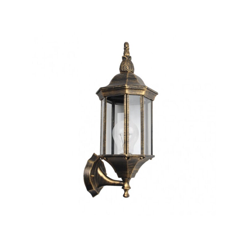 foto del prodotto applique da esterno in alluminio pollux 1xe27 nero oro 50x18x20 cm ip44