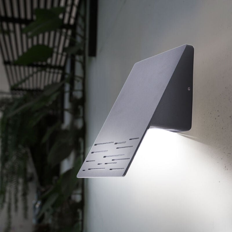 foto del prodotto applique da esterno, lampada da facciata, luce porta d ingresso, lampada da giardino a led in alluminio, grigio scuro, lxa 15 x 20 cm