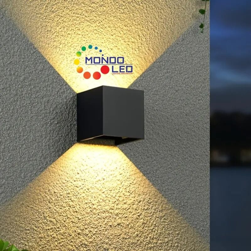 foto del prodotto applique da esterno led 12w (6+6) antracite 3000k 1200 lumen ip65 - mondo led